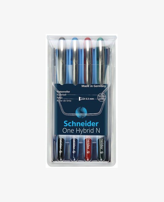 Schneider one Hybrid N rollerball, cuatro piezas de varios colores.