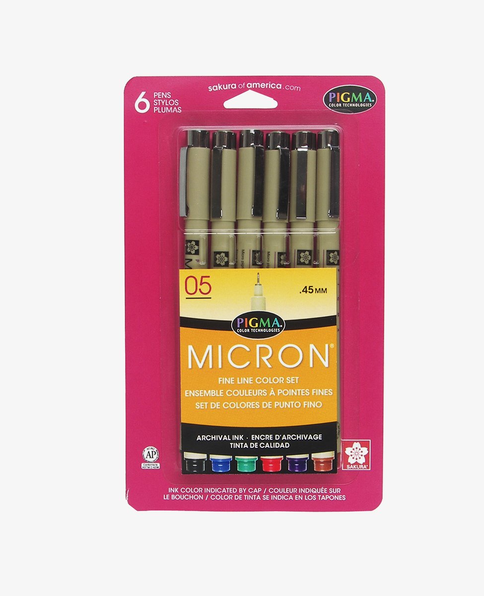 Pigma® Micron® .45mm Assorted Color 6-pack