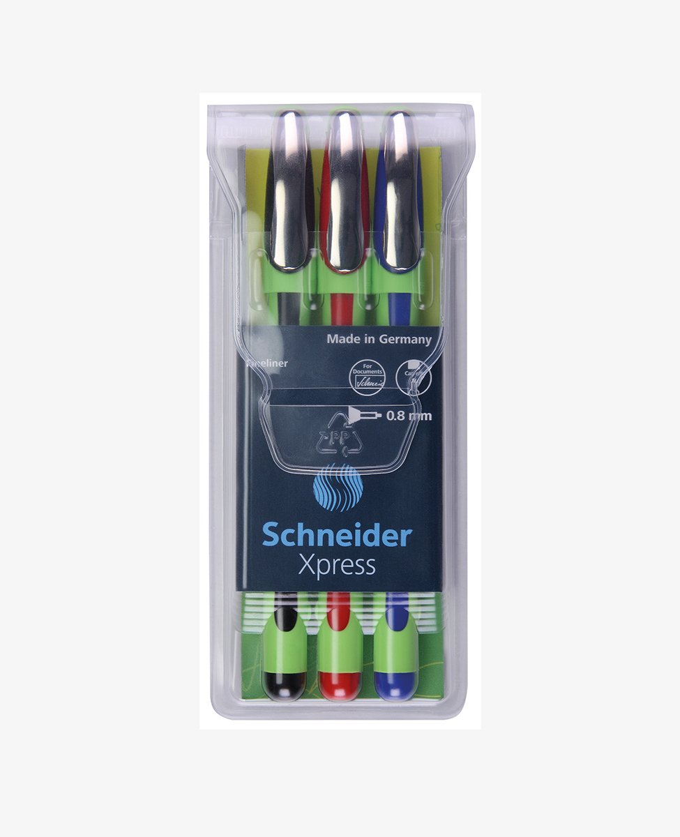 Schneider Fineliner Xpress Pens Assorted Color 3-Pack