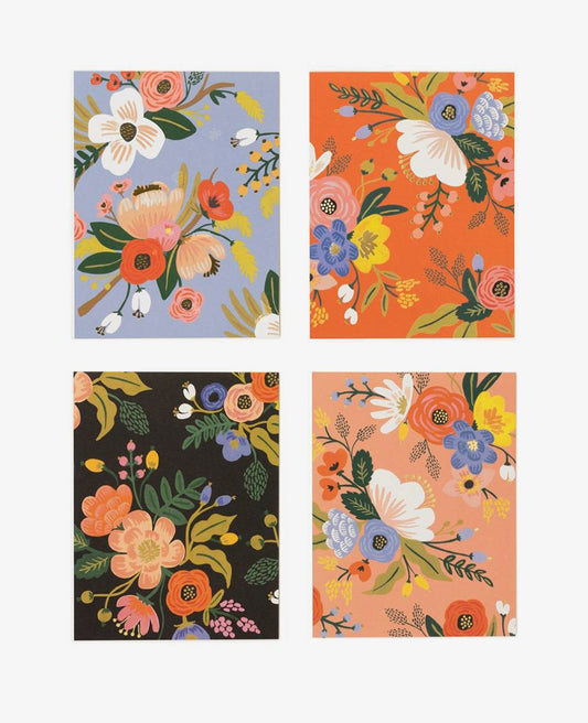 Lively Floral - Juego de tarjetas en blanco