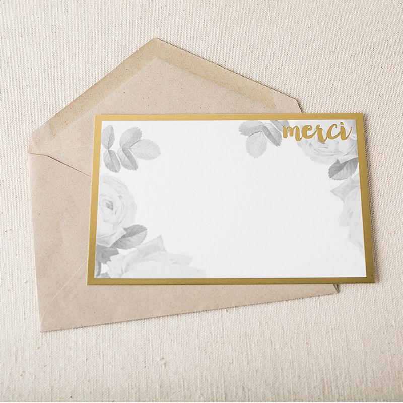 Merci Rose - Conjunto de cartas de agradecimiento plano